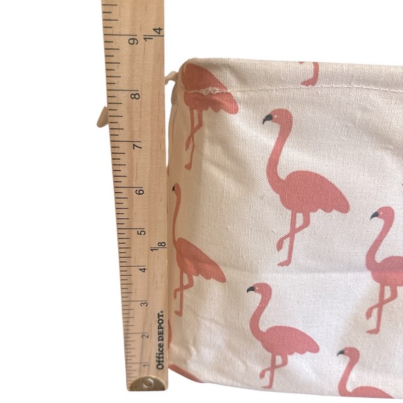 Flamingo Rectangular Storage Basket Pink Cream Tote Collapsible Waterproof - Picture 8 of 11
